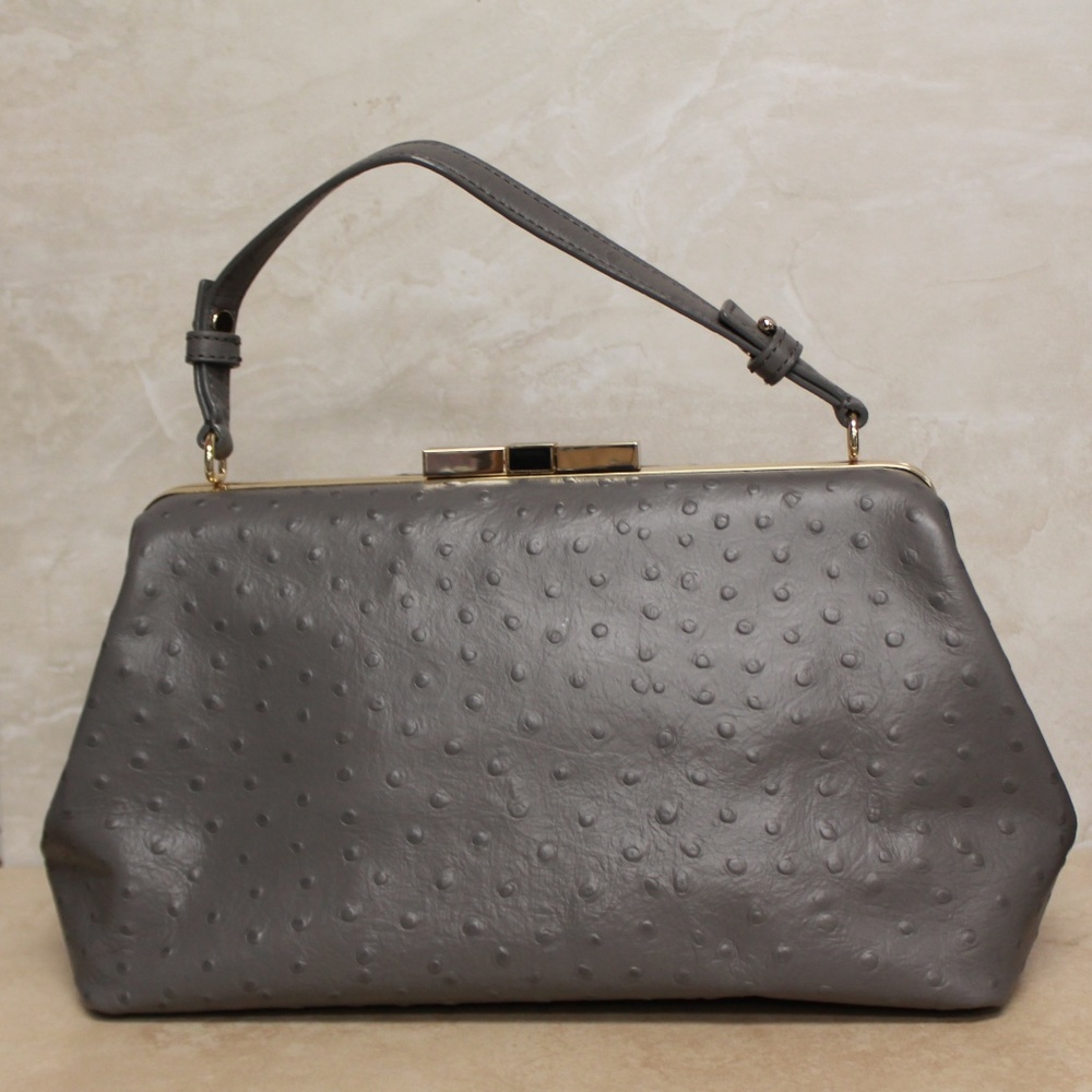 Kate Spade Grey Ostrich Leather Satchel Bag  208
